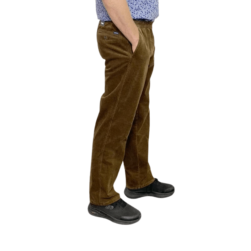 Bløde bukser med elastik - Brun fløjl