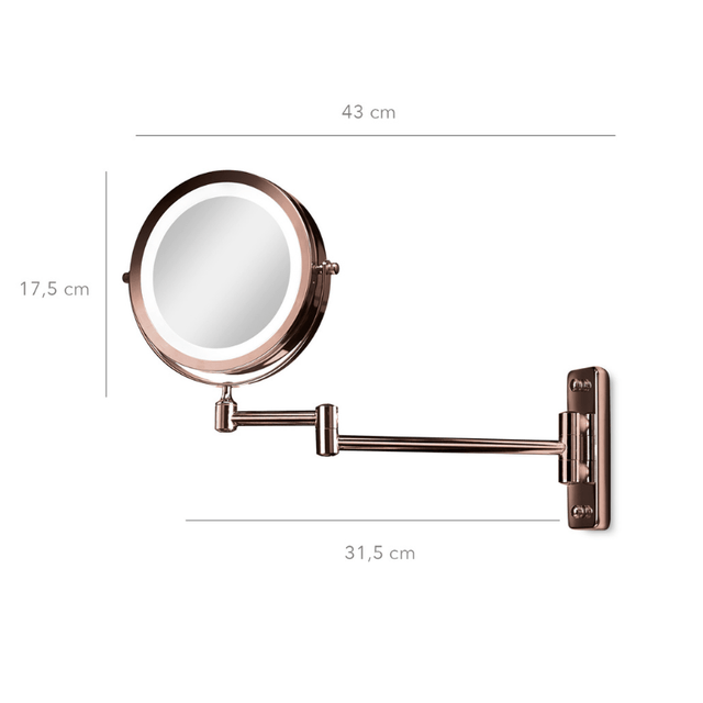 Makeup - spejl til væg - Kobber