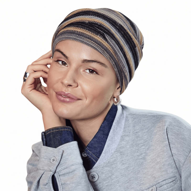Zoya turban - Black Autumn Stripes