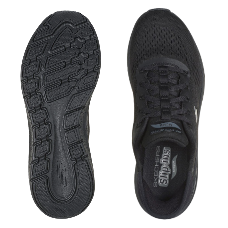 Skechers bred slip-in damesneaker - Svart