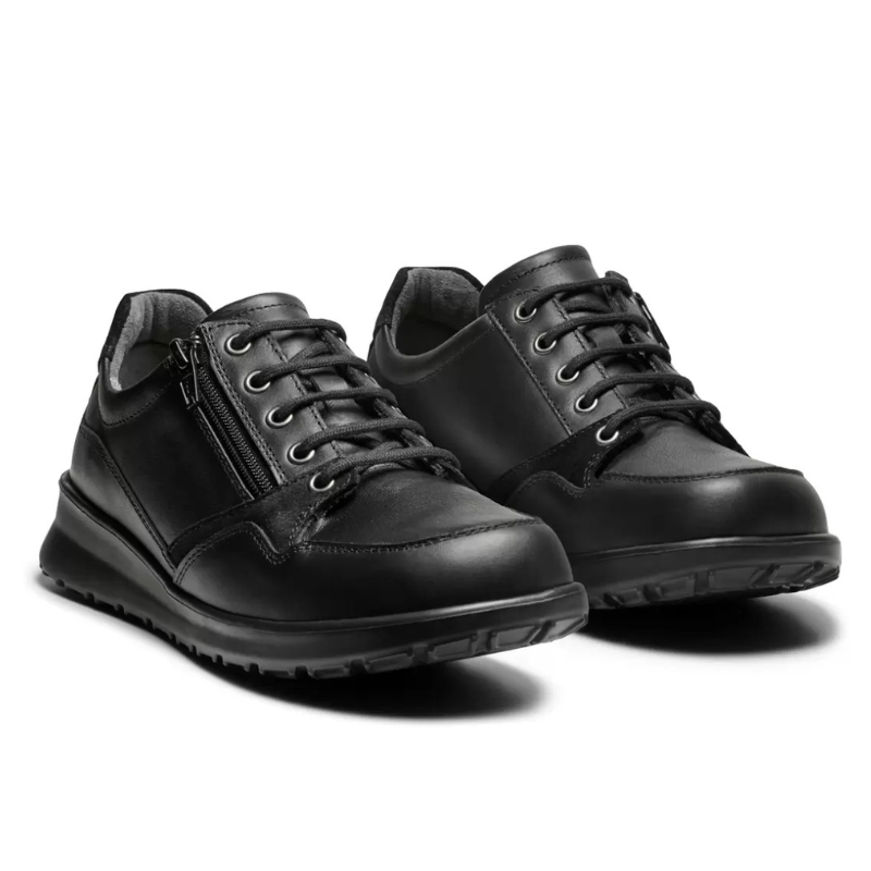 New Feet damesko med snøring og glidelås – svart