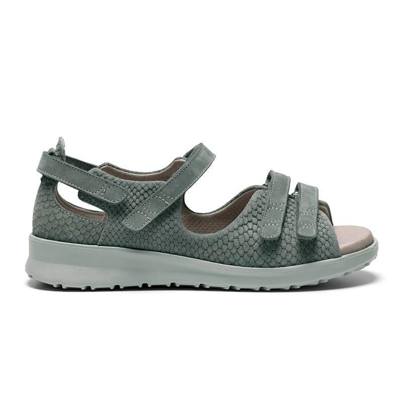 New Feet damesandal - Støvet grøn - Seniorshop