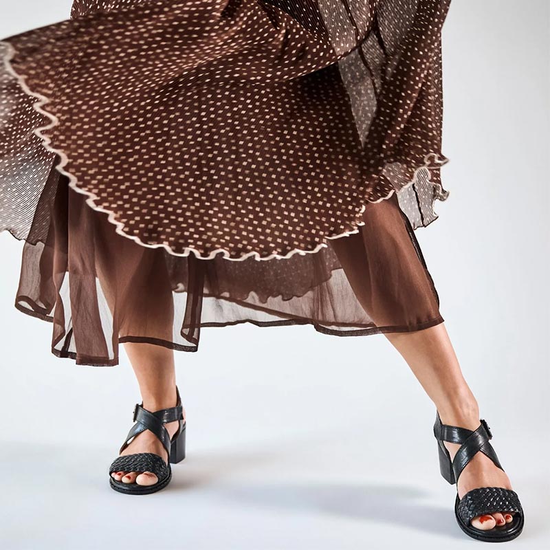 Green Comfort damesandal med hæl - Sort - Seniorshop