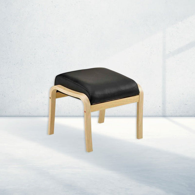 Sorø Plus skammel, Lakeret bøg/sort læder - Seniorshop