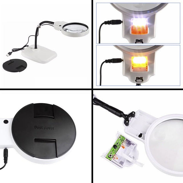 Fleksibel bordlup med LED - 2x/6x forstørrelse - Seniorshop