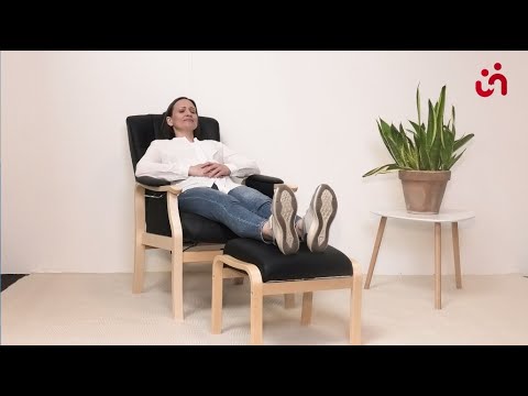 Sorø Plus skammel, Lakeret bøg/sort læder - Seniorshop