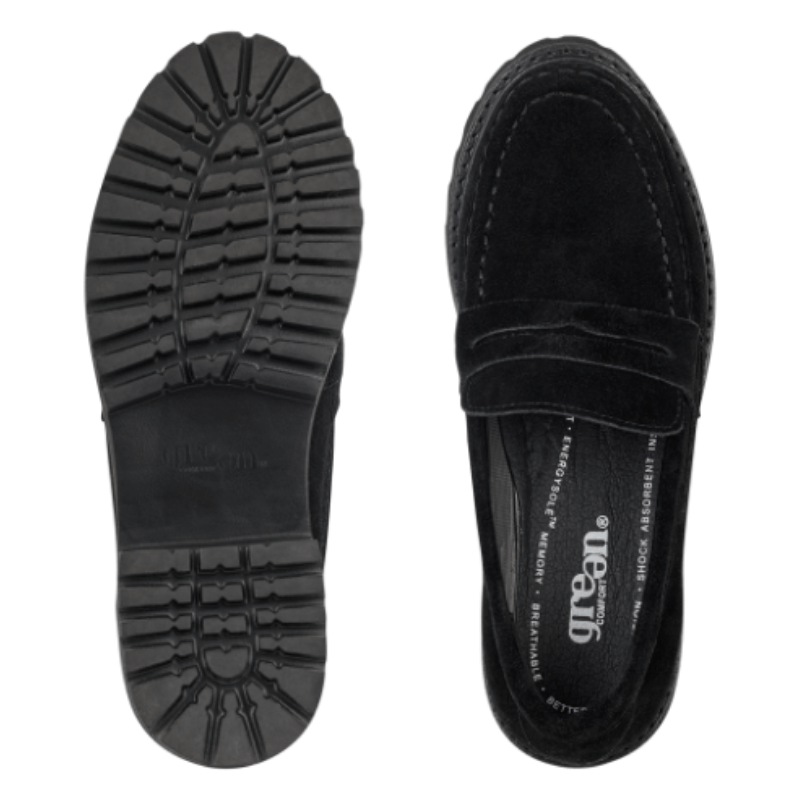 Green Comfort dameloafer - Sort ruskind