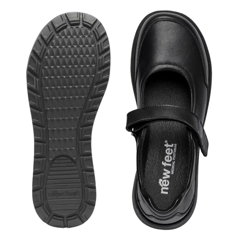 New Feet ballerina med borrelås – Sort