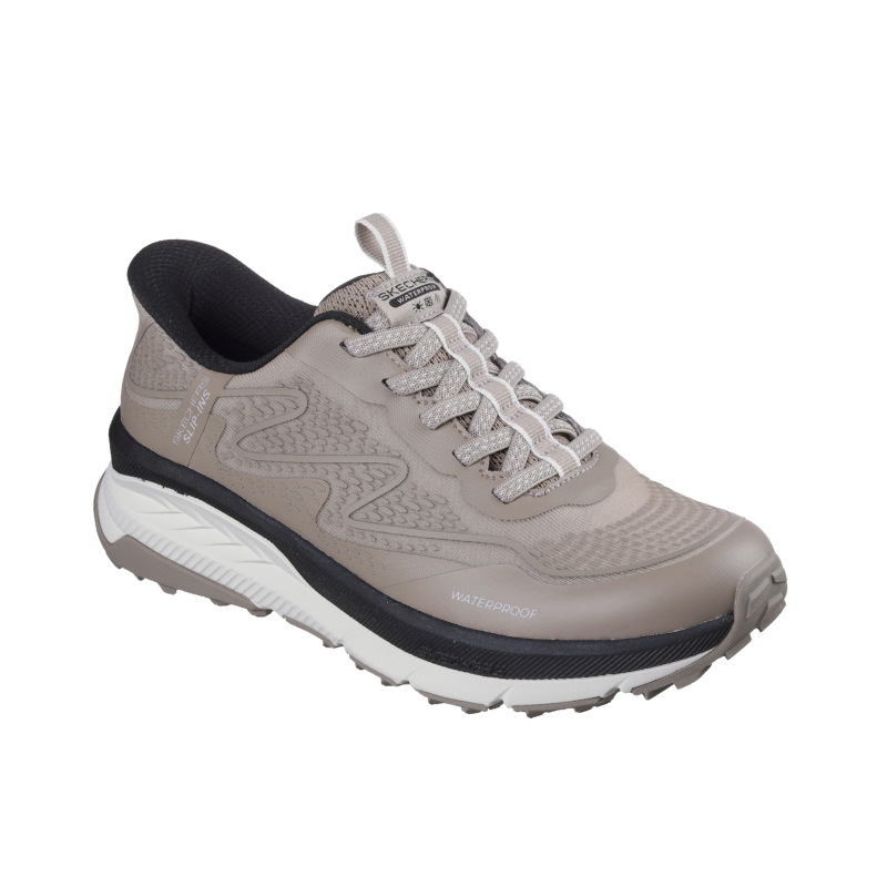 Skechers vanntett slip-in damesneaker - Gråbrun