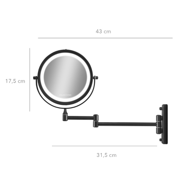 10246-00 veggmontert make-up speil svart