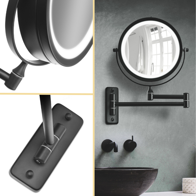 10246-00 veggmontert make-up speil svart