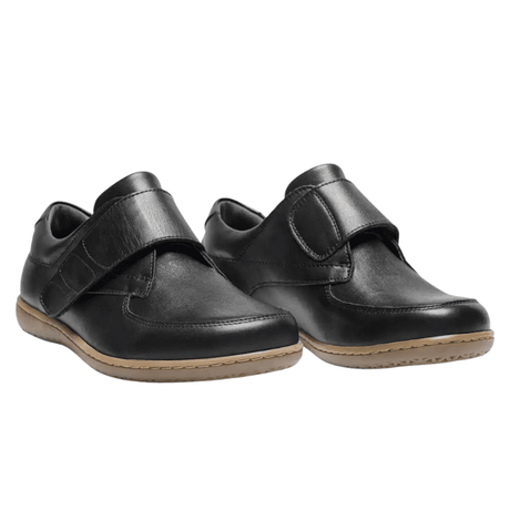 New Feet damesko med velcro - Sort læder