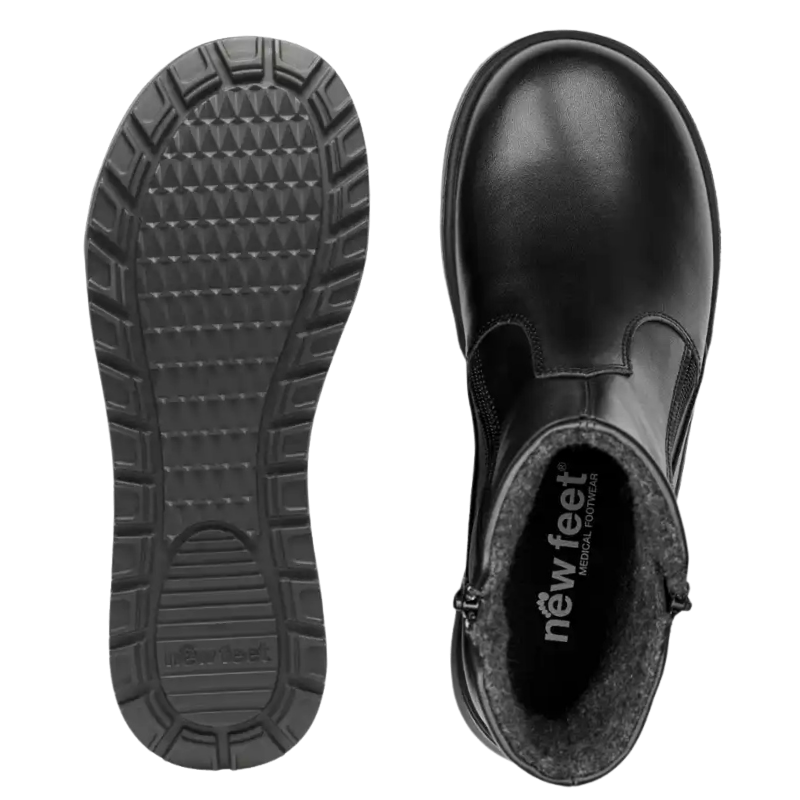 New Feet bred damestøvel – Sort