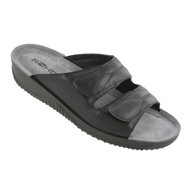 Dameslipper, svart skinn, Rohde
