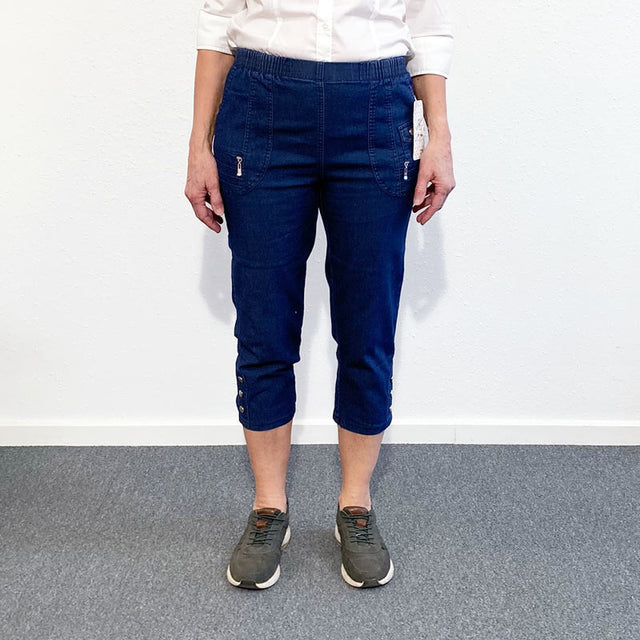 Capri damebukser - Blå denim